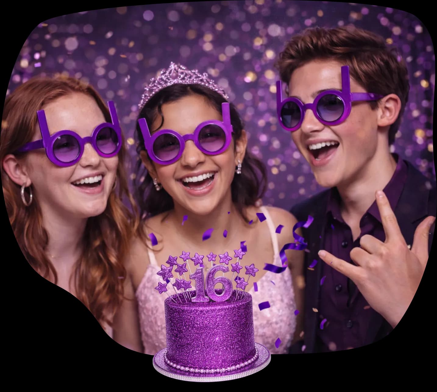 Friends celebrating a sweet sixteen birthday