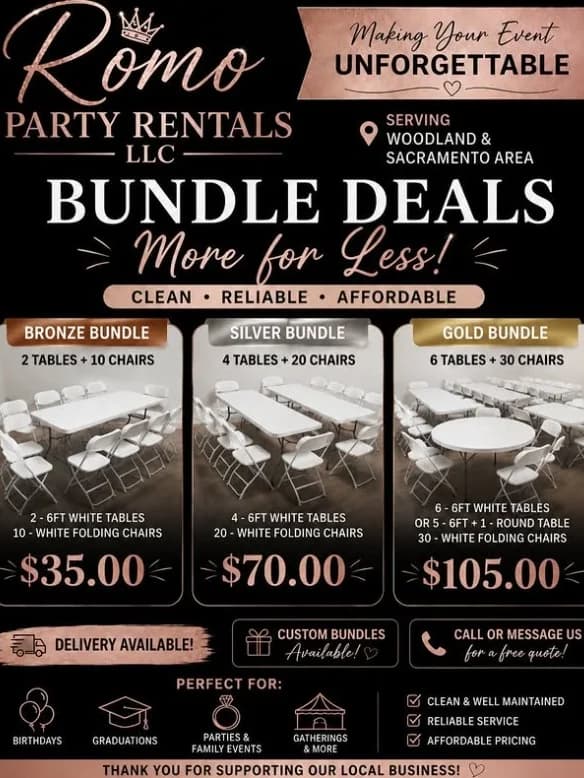 Table and Chair Bundle Rentals in Sacramento Area-3