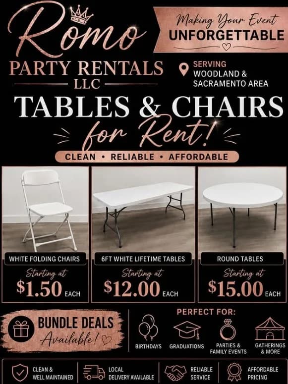 Table and Chair Bundle Rentals in Sacramento Area-4